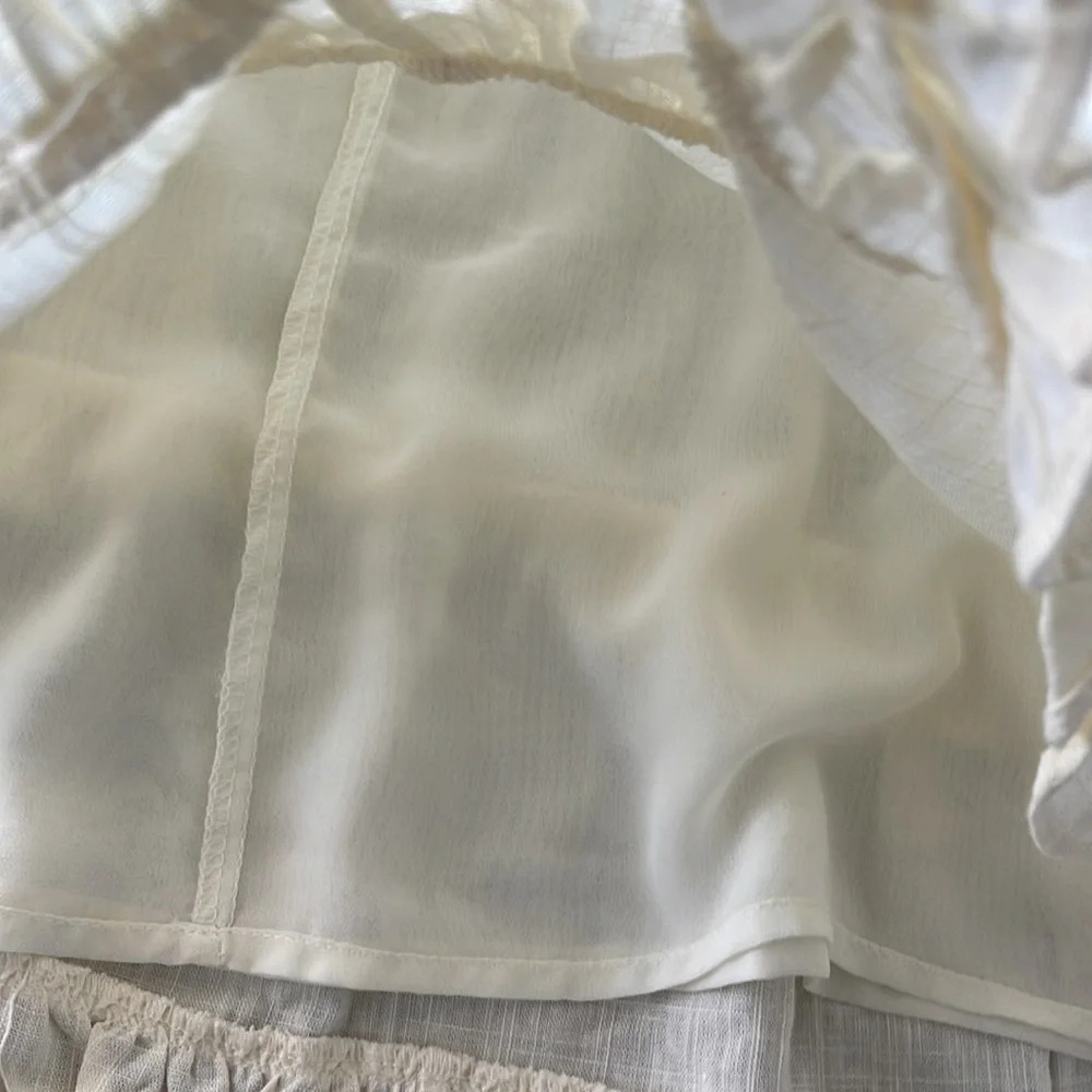 Black Tape Tiered Ruffled Sleeveless Dress petite large cream beige - Picture 12 of 16